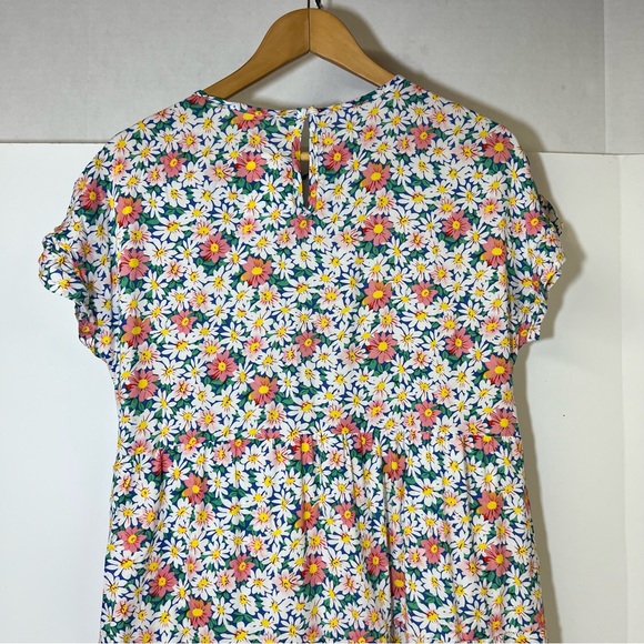 Kirundo Ruffle Short Sleeve Floral Loose Pleated Mini Dress SZ S - Picture 5 of 12